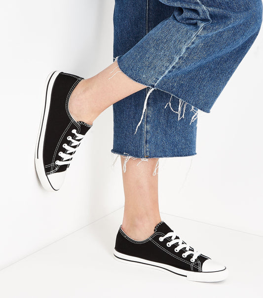 Black Canvas Stripe Trainer