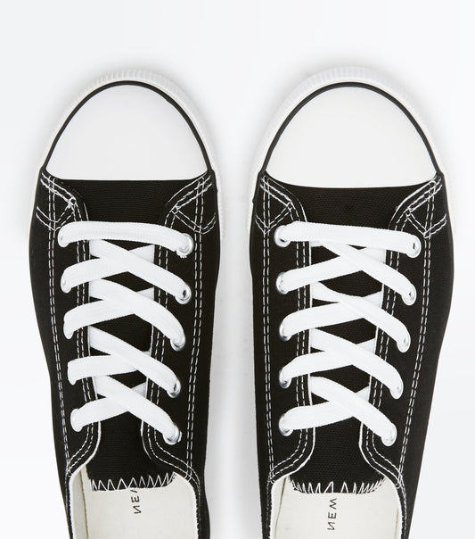 Black Canvas Stripe Trainer
