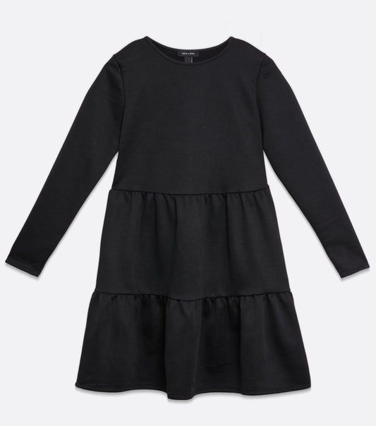 Black Tiered Smock Mini Dress